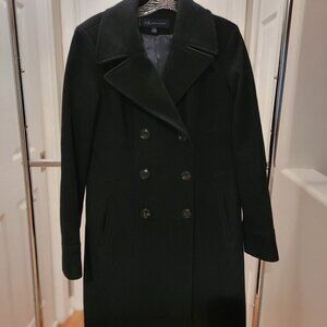 Women's long black wool coat.  Anne Klein.  Size medium. Warm & comfortable.